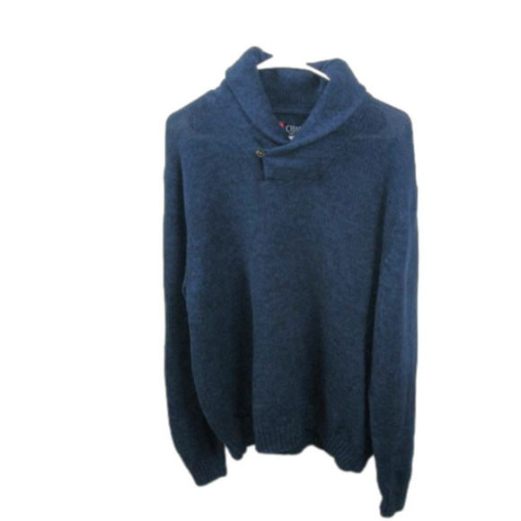 Chaps Men's Navy Blue One Button Mock Neck Cotton Sweater Size XL - Picture 5 of 6